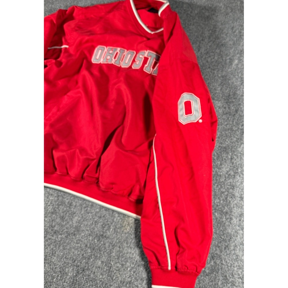 Ohio State Buckeyes Windbreaker Pullover Jacket Red V-Neck Mens XL Vintage Style - Picture 3 of 6